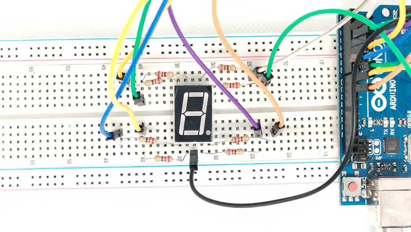 7-segment breadboard circuit