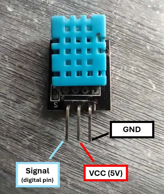 Here the pins for the DHT11 sensor