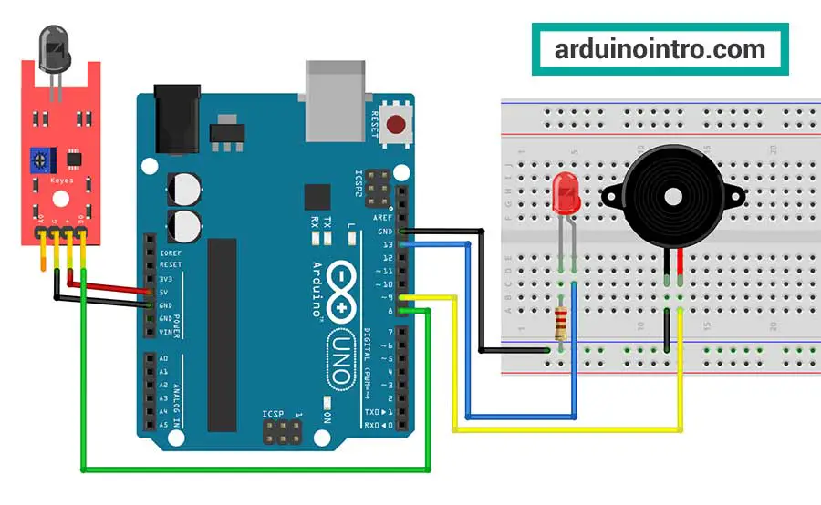 Flame Sensor breadboard circuit