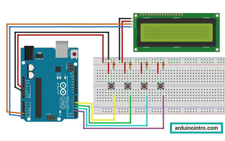 4 Pushbuttons LCD