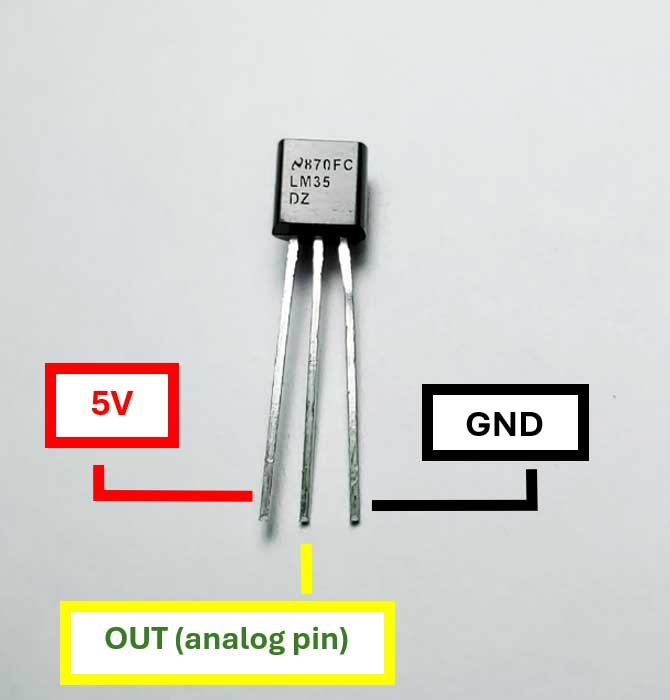 LM35 sensor pins