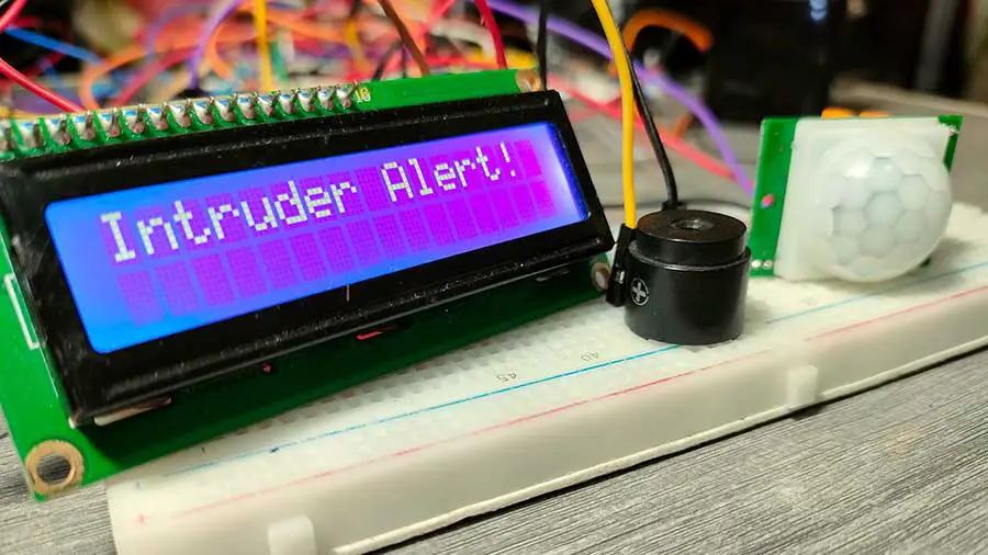 DIY Motion Detection Alarm System Using PIR Sensor, I2C LCD, and Piezo Buzzer