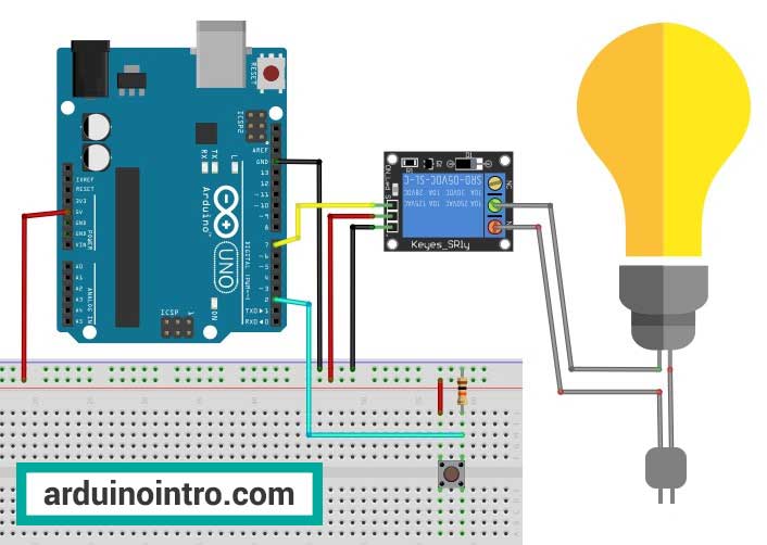 relay module and pushbutton