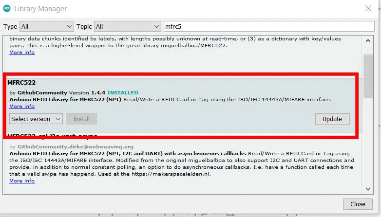 Arduino Manage Libraries